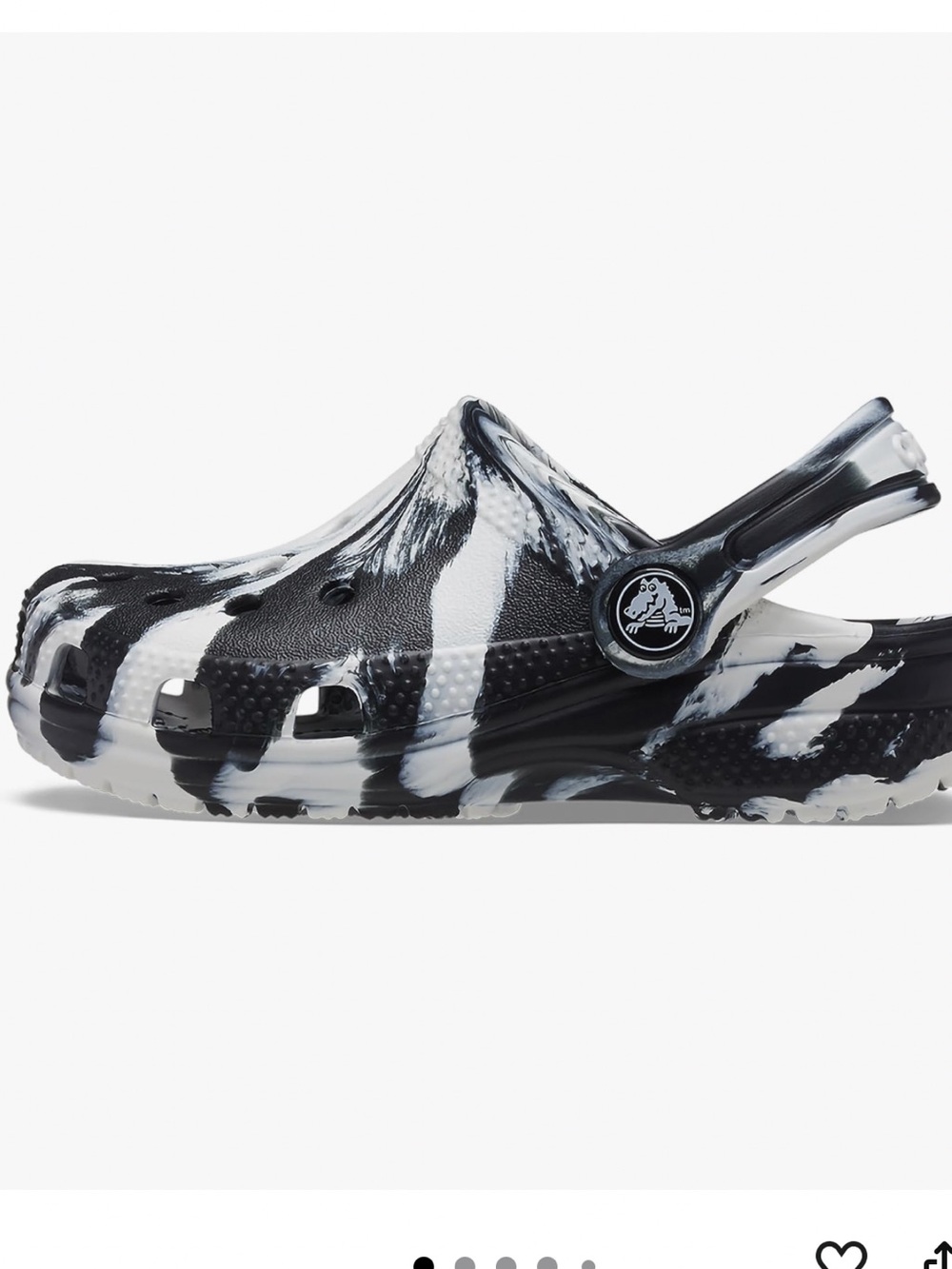CROCS unisex kids Marble-Effect Clog — Black & White